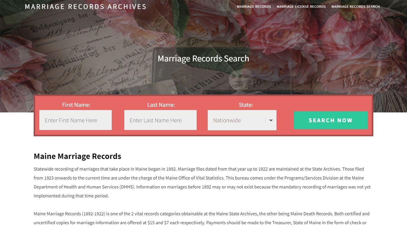 Maine Marriage Records | Enter Name and Search | 14 Days Free